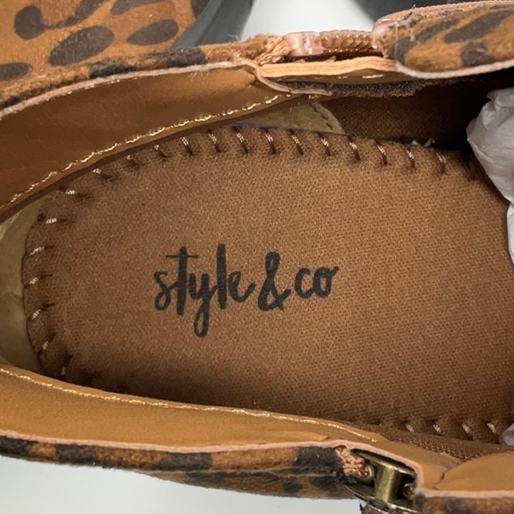 NIB Style & Co women’s Marinaa  brown leopard heeled ankle booties, size 9 - Picture 6 of 9